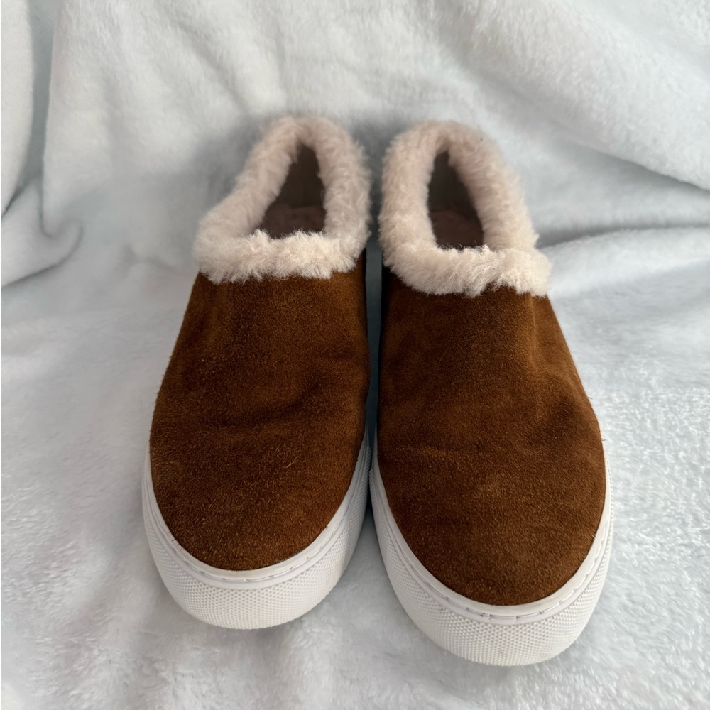 Tory Burch Miller Suede Festival Brown Wool Lined Shoes 6.5 Women’s EUC - Picture 1 of 10